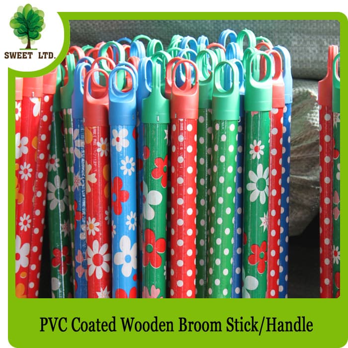 hot sales broomsticks wooden mop handle with PVC covered